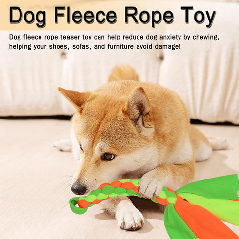 2 Pack Dog Fleece Rope Toy, Interactive Flirt Pole Replacement Toys for Tug and Chase, Chewing Rope Pet Tether