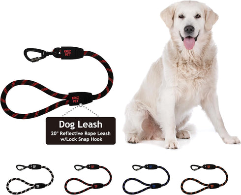 Kruz Short Traffic Leash - KZROPE5020-03L, Heavy-Duty Reflective Dog Rope for Walking and Training (Red)