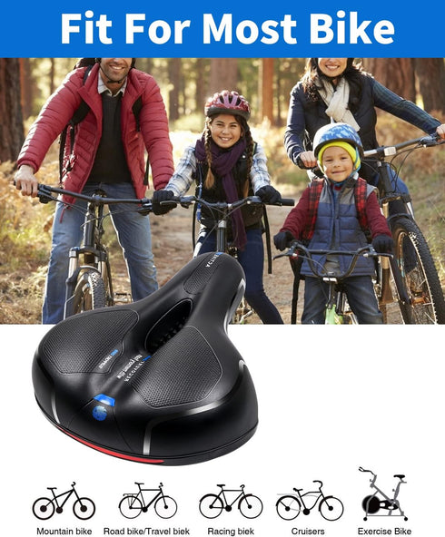 MSDADA Comfortable Bike Seat Cushion, Wide Bicycle Seat with Dual Shock Absorption, Waterproof for All Bikes
