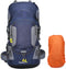 ShowyLive 60L Waterproof Hiking Backpack for Men - Durable, Lightweight with Rain Cover and Adjustable Straps, Blue