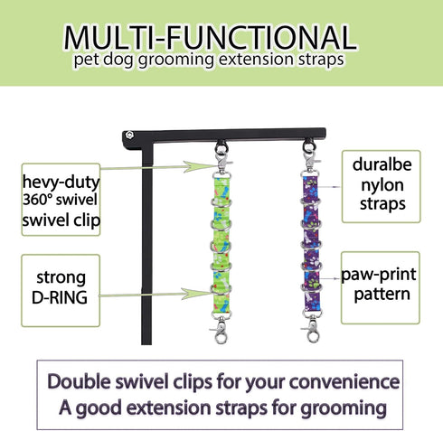 Pet Dog Grooming Loops - Extender Hook Double Snap for Dog Grooming Supplies, 2 Pack