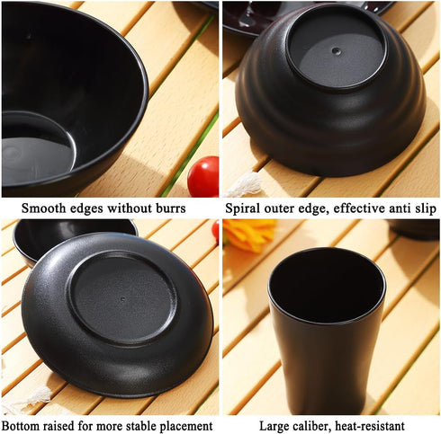 Kyraton Camping Utensils, Mess Kit for Travel, Includes Knife, Spoon, Fork, Cup, Bowl, Plate for 1
