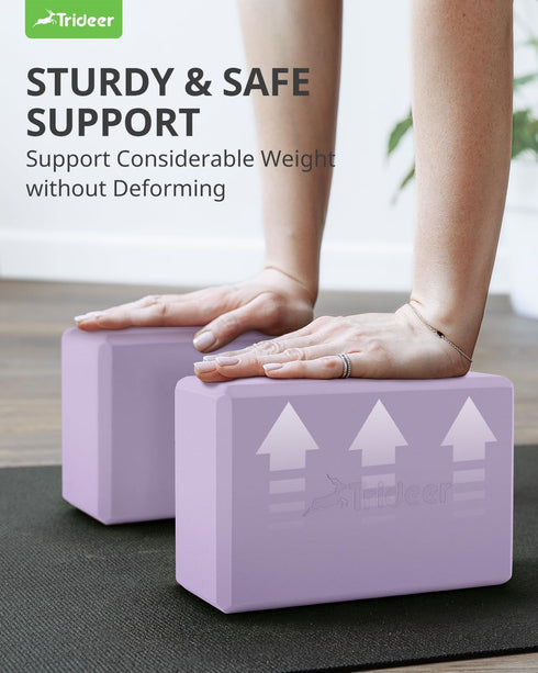 Trideer Yoga Block, Premium Foam Blocks with Soft Non-Slip Surface, Lightweight, Odor Resistant, Supportive Yoga