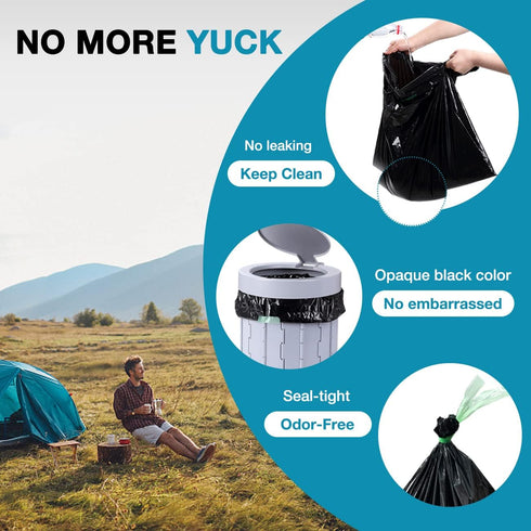 TRIPTIPS 8 Gallon Portable Toilet Bags, Drawstring Leak-Proof Waste Bags for Camping, Hiking, Traveling