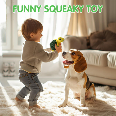 Turtle Squeaky Dog Toys with Ball - 2-in-1 Plush Toys for Small Breeds, BPA-Free Rubber & Soft Fabric for Interactive
