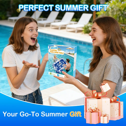 56IN Summer Oversize Floating Card Game Table for Pool with Waterproof Cards - Inflatable Floating Card Table