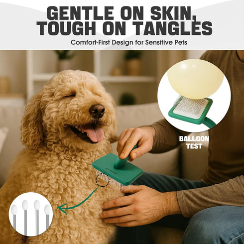 4PCS Bonteck Dog Slicker Brush for Dogs Grooming Kit | Large Dog Brush for Goldendoodles Poodles Doodles | Long Pin