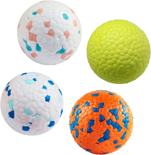 Indestructible Dog Balls for Aggressive Chewers - Floating Bouncy Balls for Small Breed Dogs - 2.5" (4 Pack)