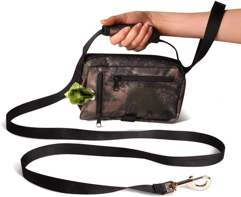 Leash Gear Dog Leash with Built in Plastic Bag Dispenser and Storage Compartment 3-N