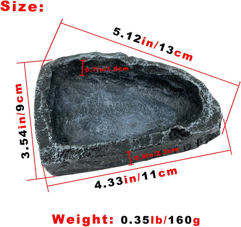 Reptile Water Dish Food Bowl, 2 Pack Reptile Feeding Dish Corner Bowl, Reptile Terrarium Bowls for Bearded Dragon Lizard Frog Gecko Tortoise Hermit Crab