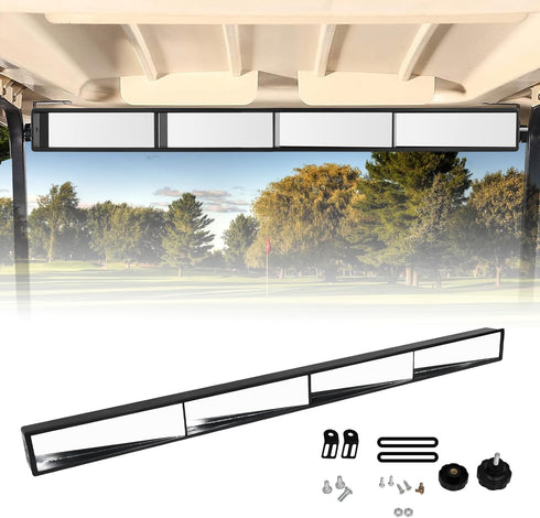 Universal Golf Cart 4 Panel Rear View Mirror for EZGO Club Car Yamaha, 35.8" Length Wide Angle Panoramic