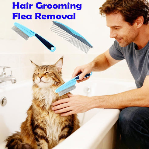 5-in-1 Pet Grooming Kit with Self-Cleaning Slicker Brush for Dogs & Cats, Includes Undercoat Rake, Dematting Comb