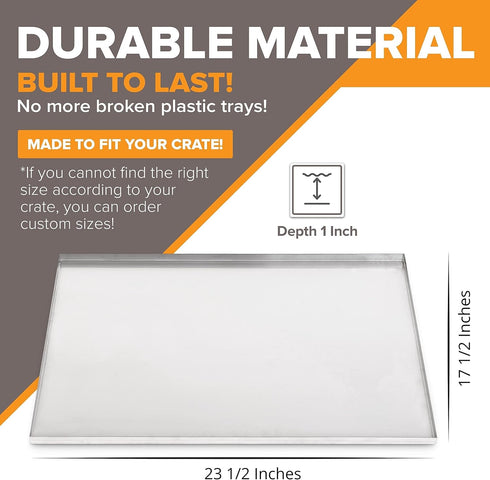 23.5" x 17.5" Metal Replacement Dog Crate Pan, Chew Proof Crack Proof Pet Kennel Tray, Galvanized, 1" H
