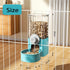 Cage Hanging Bowls, Refillable Food Bowl for Dogs Cats, Double Bowls with Automatic Water Food Dispense Feeder (Grey)