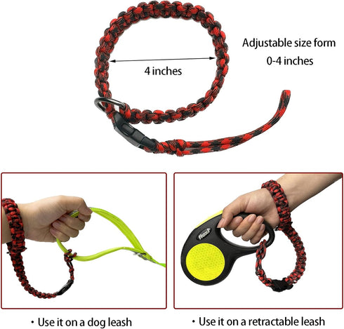 Hands Free Adjustable Wrist Strap for Dog Leash, Security Strap for Retractable Leashes, Red