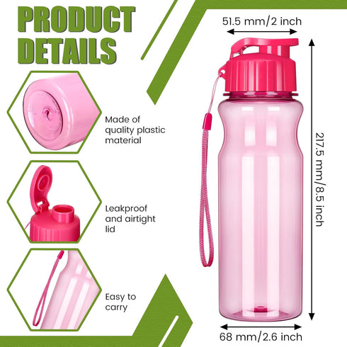 Tioncy 20 Pieces 17 oz Plastic Water Bottles for Adults — Lightweight, Leakproof Sport Drink Bottles with Handle Strap