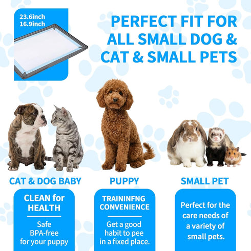 4 17.5x23.5 Inch Dog Pee Pad Holder with Magnetic Corner Clips, Silicone Small Silicone Non-Slip Base Puppy Potty