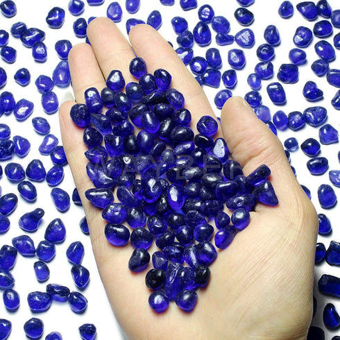 WAYBER Glass Stones, 1Lb Irregular Sea Glass Pebbles for Gem Display, Vase Filler, and Aquarium Decoration