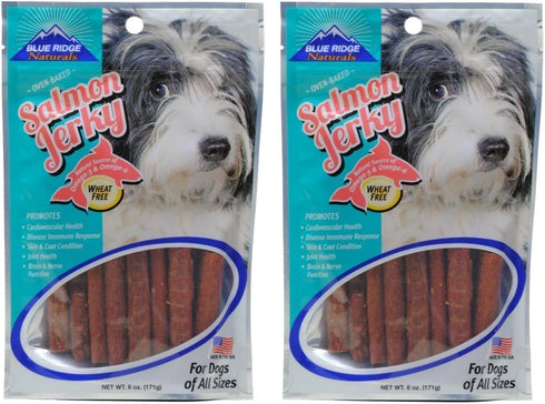 Blue Ridge Naturals Oven Baked Salmon Jerky Dog Treats, 6oz (2-Pack)