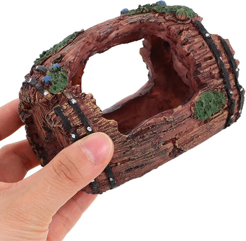 Toyvian Barrel Aquarium Decoration Resin Fish Shrimp Hideout Large Red Fish Tank Shelter Hiding Cave Freshwater Betta