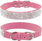 Rhinestone Dog Collar, Cute Dazzling Sparkling Soft Suede Leather Dog Cat Collar, Crystal Diamond Pet Collar (Pink, L)