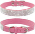 Rhinestone Dog Collar, Cute Dazzling Sparkling Soft Suede Leather Dog Cat Collar, Crystal Diamond Pet Collar (Pink, L)