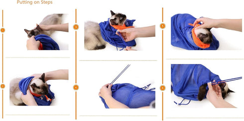 Cat Grooming Bag - Soft Mesh Polyester for Bathing, Injecting, Examining, Nail Trimming