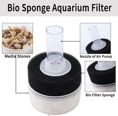 QXUJI 4PCS Air Driven Bio Filter Sponge Aquarium Filter, Bio Sponge Filter, Aqua Flow Sponge, Air Pump Driven