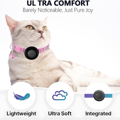 IPX8 Pets-Pink-4 GPS Tracker for Cats, Mini GPS Pet Tracker, Waterproof Cat Trackers,No Monthly Fee,Work with Apple