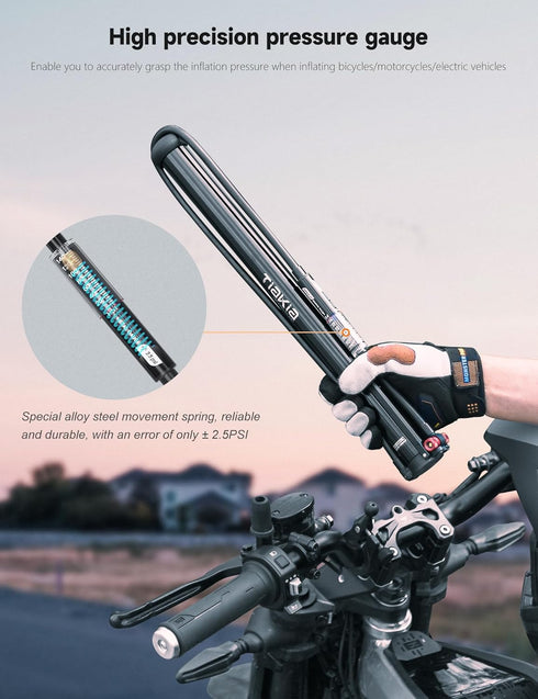 Tiakia Bike Floor Pump with Gauge - 260psi High Pressure Bicycle Pump, Portable Hand Air Pump for Presta, Schrader