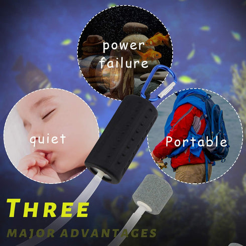 USB Aquarium Air Pump, Ultra Durable & Quiet Nano Air Pump, Small Bubbler for Fish Tank with Air Stone and Silicone Tube