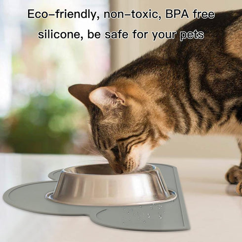 DesignSter Pet Food Mats, Anti-Slip Waterproof Dog Cat Feeding Mat, Top Grade Cloud Silicone Pad (Dark Gray)