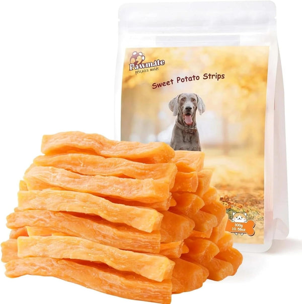 Pawmate Sweet Potato Dog Treats, Healthy Low Fat Dog Chews Rawhide Free
