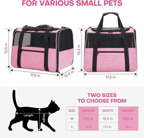 15lbs JUNGYOUN Premium Cat Carrier - Pet Carrier for Cat & Small Dogs up to - Airline Approved Travel Dog Carrier