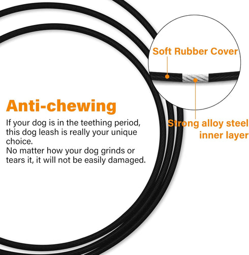 Stainless Steel Water and Chew Proof Dog Leash, 6FT Wire Alloys with Soft Handle for Medium and Small Dogs