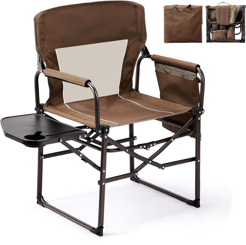 VINGLI Camping Chairs, Directors Chair, Camping Chair with Side Table & Carry