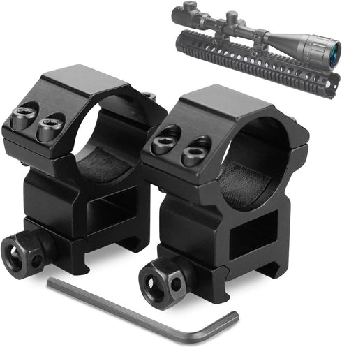 Scope Rings, High Profile Rifle Scope Mounts for Picatinny Rail (1 inch, Set of 2)