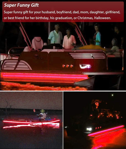 Pontoon Boat Light, Marine LED Light Strip for Duck Jon Bass Boat, Red, 12v Flex Lighting