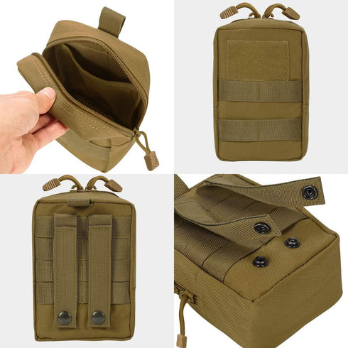 IronSeals Tactical Molle EDC Pouch, Multi-Purpose Compact Pack, Water-Resistant Utility Pouch with Flag Patch