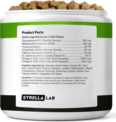 w/Omega-3 120 Glucosamine Treats for Dogs - Joint Supplement Fish Oil - Chondroitin, MSM - Advanced Mobility Chews