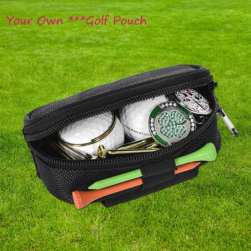 Skull Golf Ball Pouch - Durable Polyester Golf Tee Organizer Bag with Zipper Hook & Waist Belt for Men Women