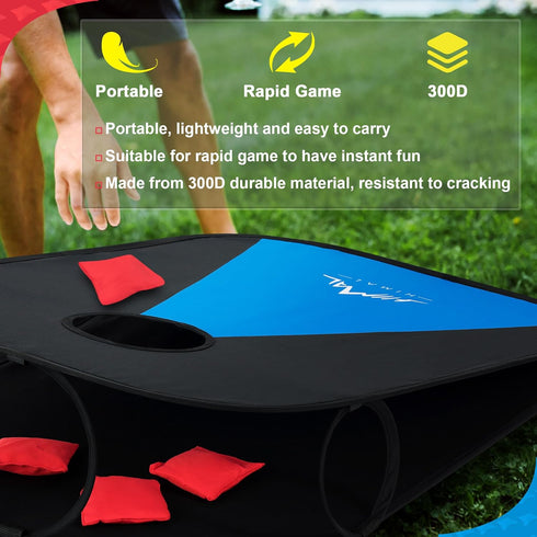 Himal Collapsible Portable Corn Hole Boards with 8 Bean Bags (3 x 2-feet)