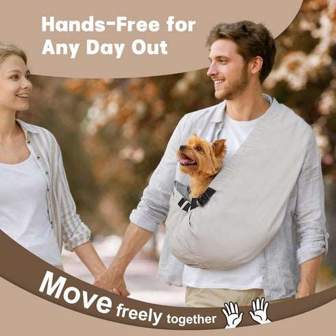 Pawfun Dog Carrier Sling for Small Dogs Cats- Hands Free Pet Sling Carrier with Mesh Lining Pocket & Safety Hook