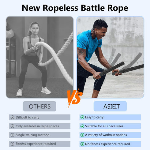 ASIEIT Upgraded Ropeless Battle Rope for Home Gym, Adjustable Weight Battle Ropes for Advanced Fitness Training