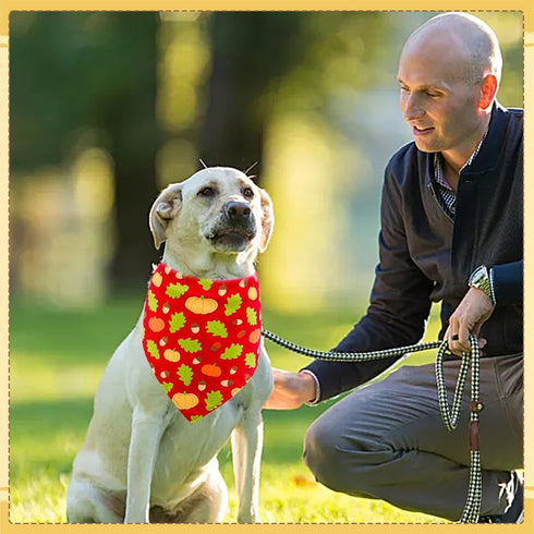 50PCS Hemming Large Dog Bandanas Fall Large XL Dog Breed Bulk Autumn Pattern Kerchief Triangle Bibs Head Scarves Scarfs