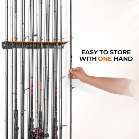 KastKing V15 Vertical Fishing Rod Holder – Wall Mounted Rack for 15 Rods or Combos, 17.25 Inches, Great Fishing Pole