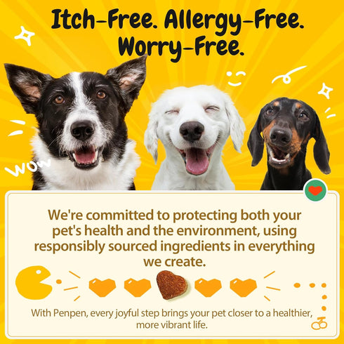 3 Immune 180ct) PENPEN Dog Allergy Relief Chews, Dog Itching Skin Relief, Omega for Dogs Itch Supplement, Relieve