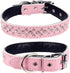 Rhinestones Dog Collar, Adjustable Sparkly Crystal Studded Genuine Leather for Small and Medium Breeds (M, Pink)