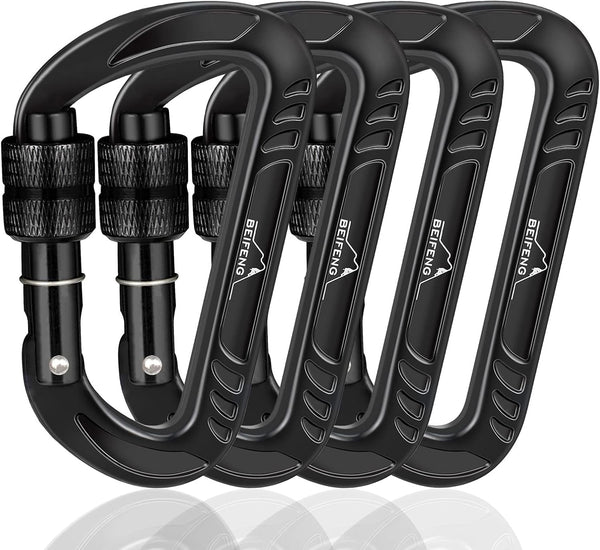 Heavy Duty Locking Carabiner Clips D Ring - Small Carabiners for Camping, Hiking, Dog Leash