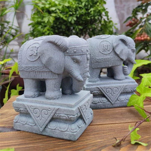 Asian Aquarium Foo Dogs Statue, Fish Tank Decorations, Feng Shui Elephant Ornaments for 10 Gallon Tanks